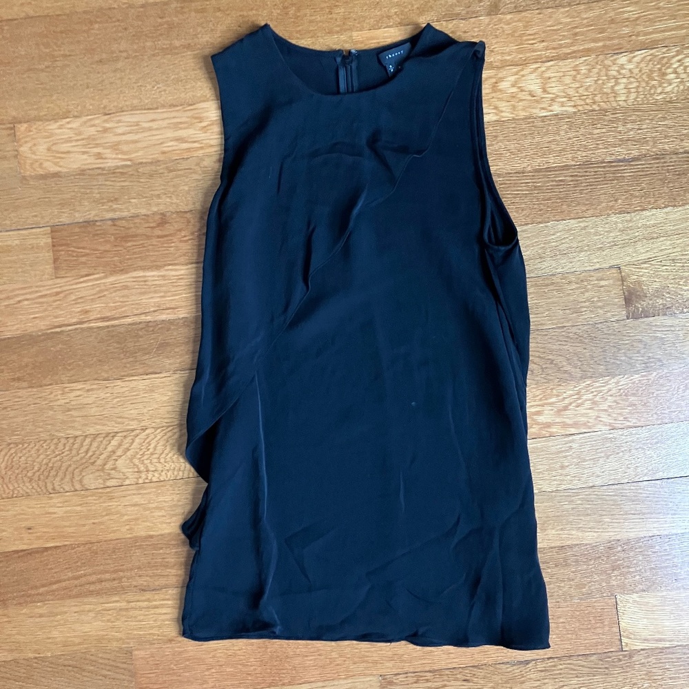 Theory black ruffled top